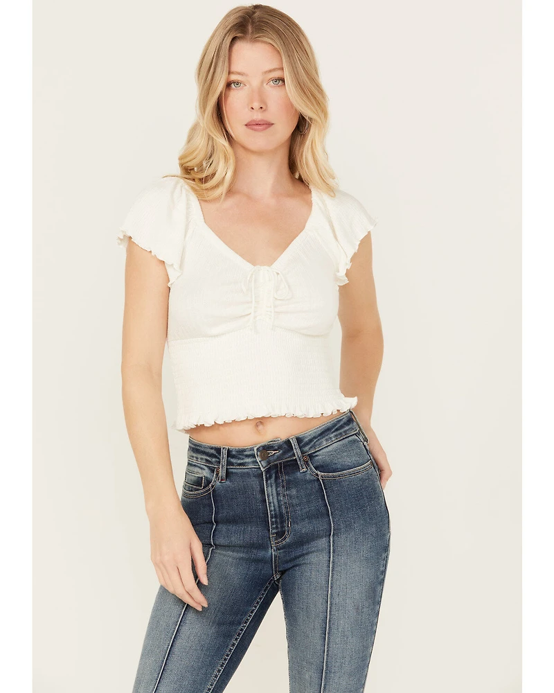 Idyllwind Women's Pointe Flutter Sleeve Smocked Top