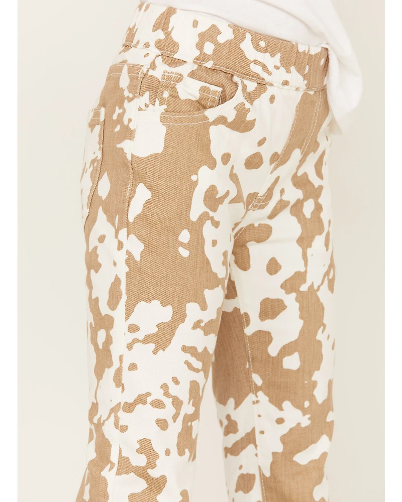 Saint & Hearts Girls' Cowhide Print Pull On Flare Pants