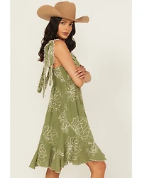 Wild Moss Women's Embroidered Tie Strap Mini Dress