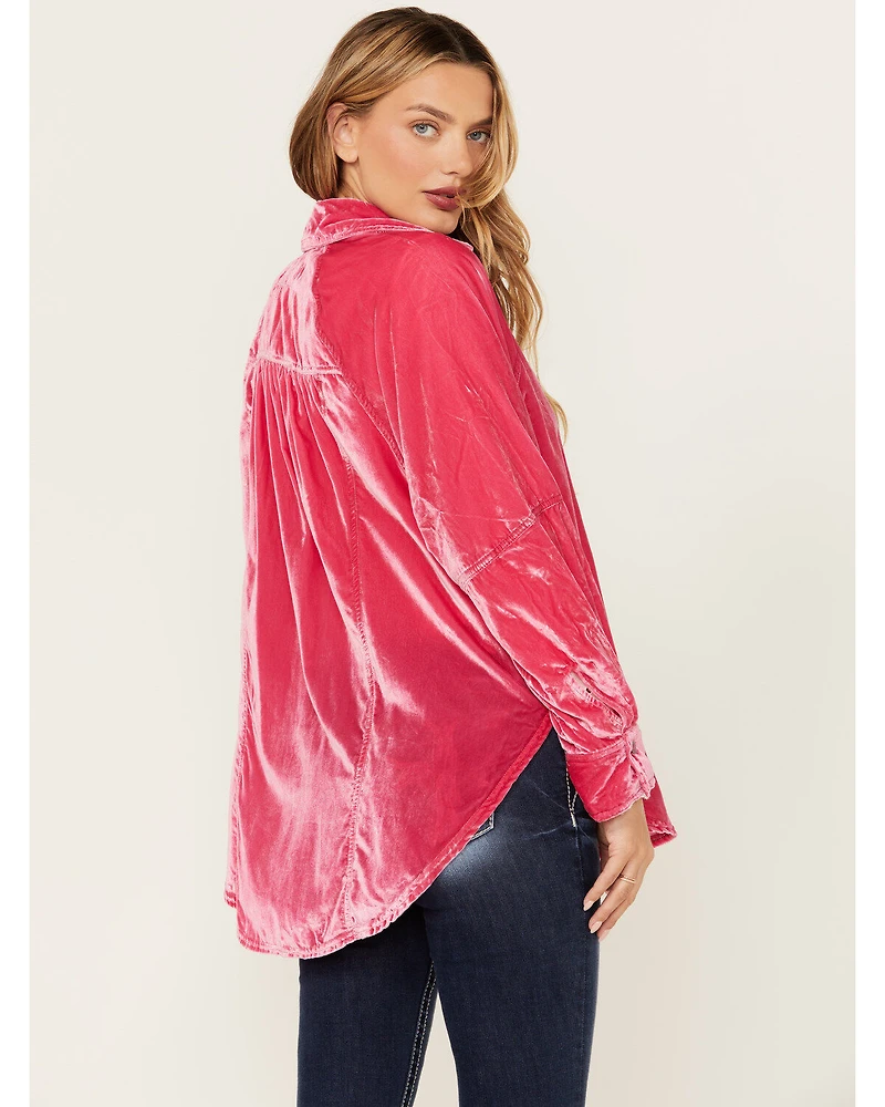 Free People Women's Night Skies Velvet Long Sleeve Top