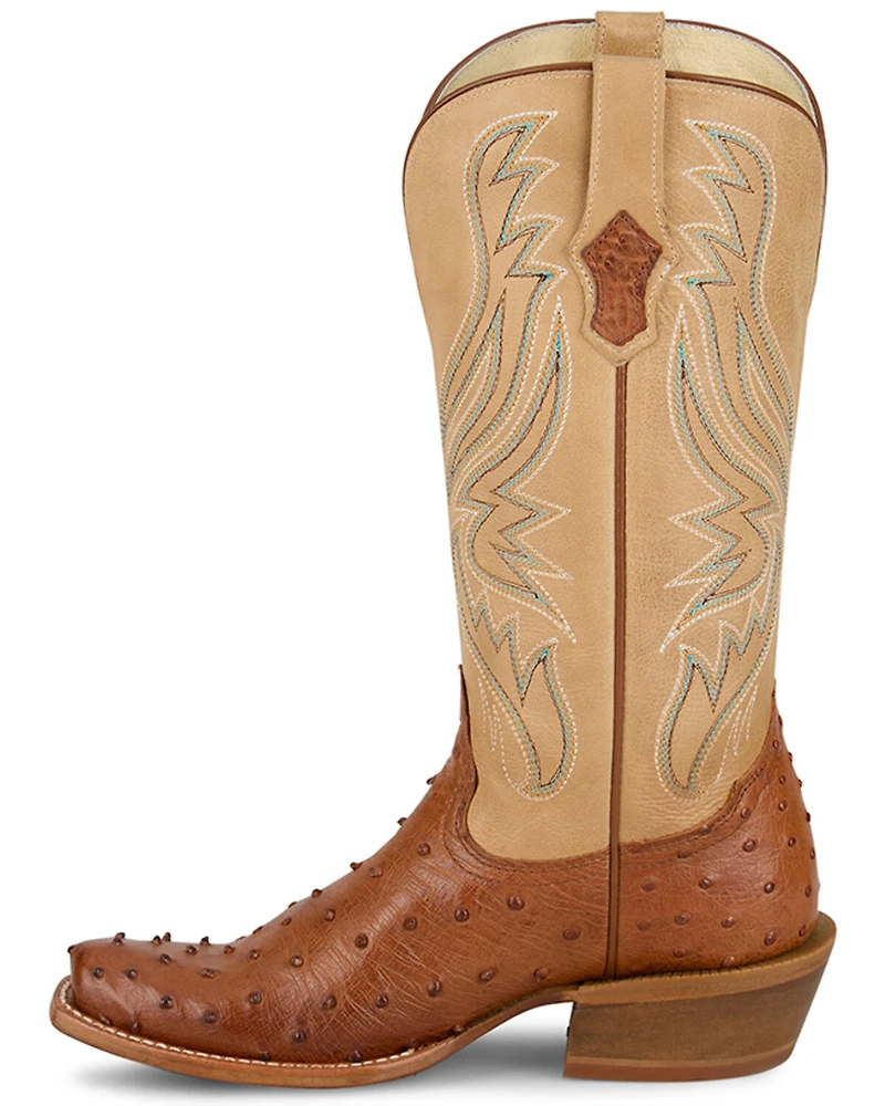 Tony Lama Women's Zaire Exotic Full Quill Ostrich Western Boots - Square Toe