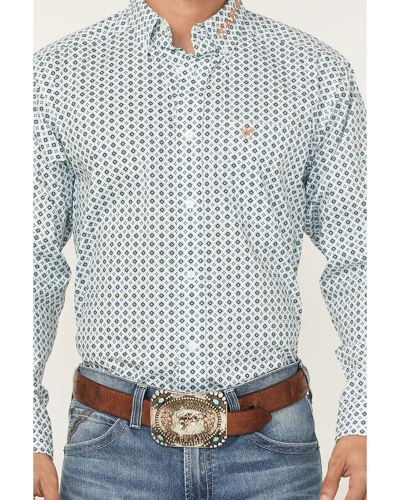 Ariat Men's Team Franklin Geo Print Long Sleeve Button-Down Western Shirt