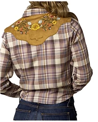 Kimes Ranch Women's Bailey Floral Embroidered Plaid Print Long Sleeve Snap Western Shirt