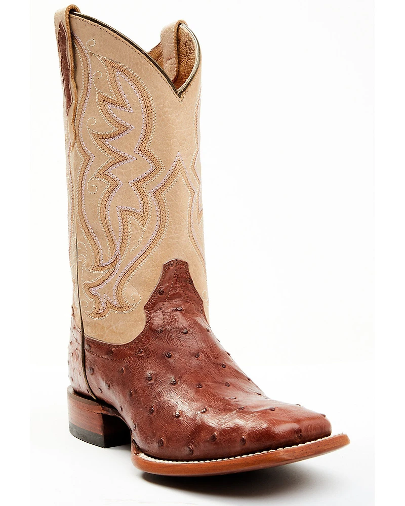 Shyanne Women's Olivia Exotic Ostrich Quill Western Boots - Broad Square Toe