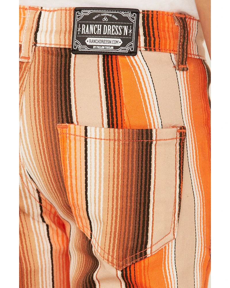 Ranch Dress'n Girls' Multi Sunset Serape Stripe High Rise Flare Jean
