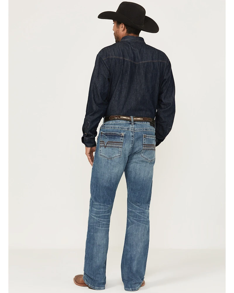 Rock 47 by Wrangler Men's Sand Springs Medium Wash Slim Bootcut Stretch Denim Jeans