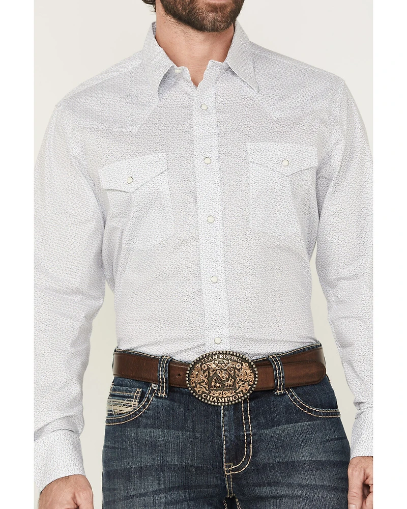 Wrangler Men's 20x Geo Print Long Sleeve Snap Stretch Western Shirt