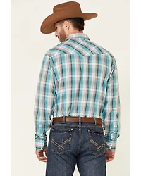 Roper Men's Juniper Dobby Large Plaid Long Sleeve Pearl Snap Western Shirt