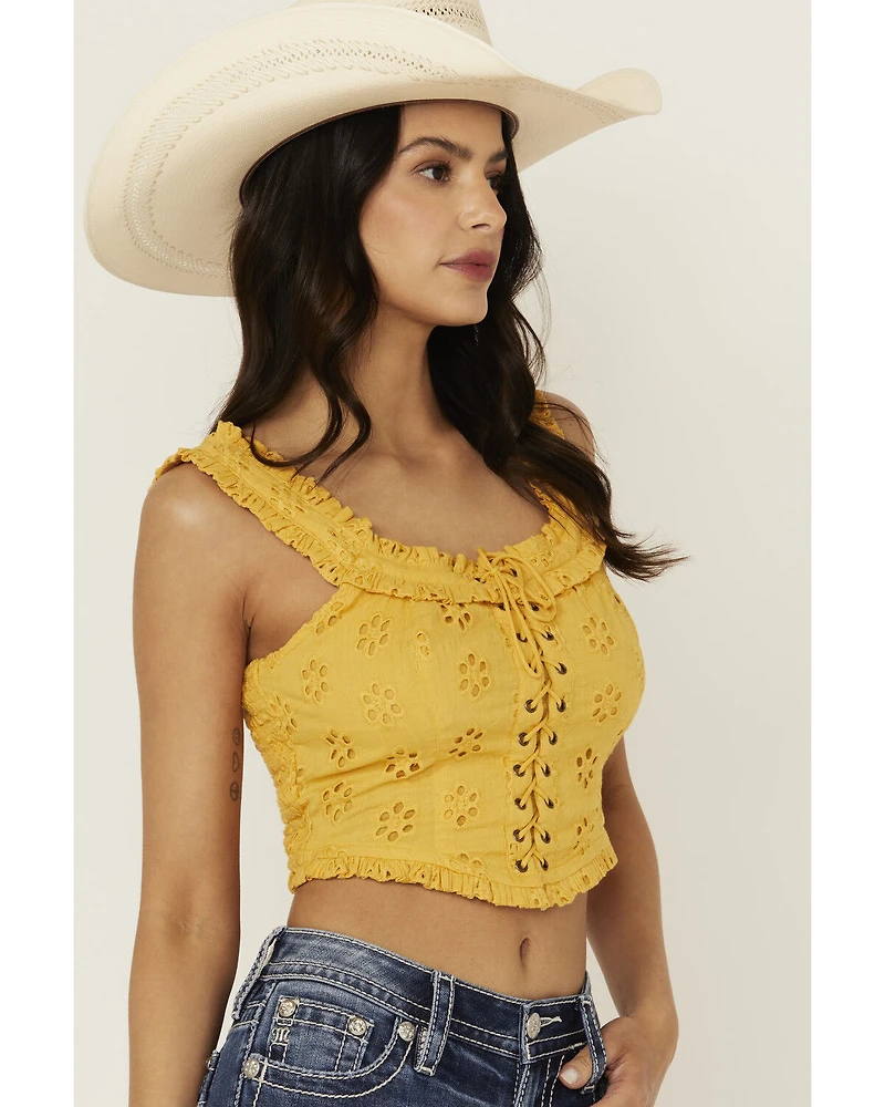 Rock & Roll Denim Women's Eyelet Corset Tank Top