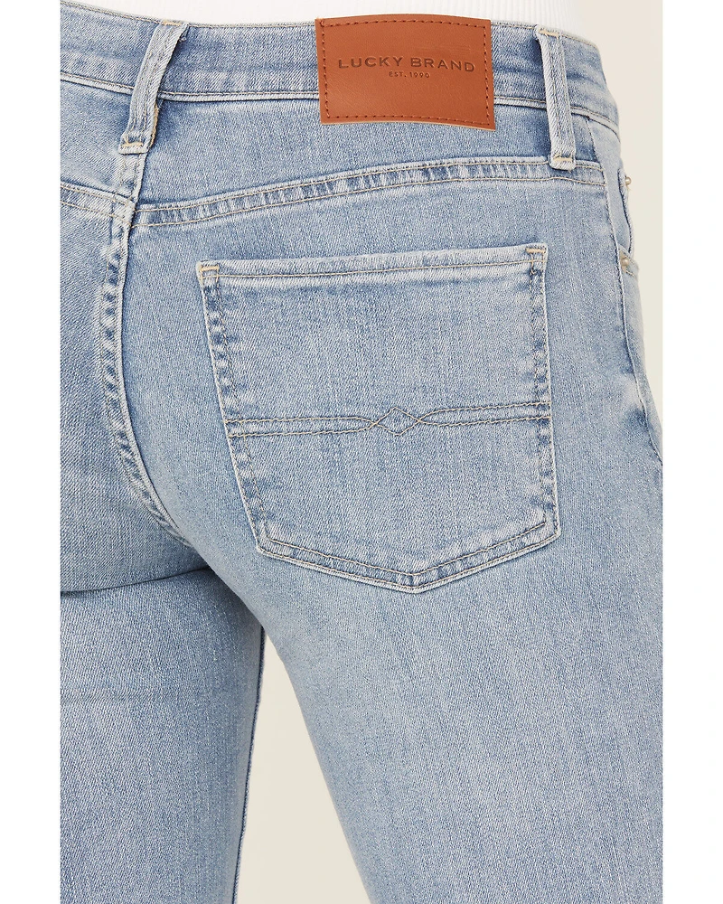 Lucky Brand Women's Light Wash Capsize Destruction Mid Rise Sweet Flare Jeans