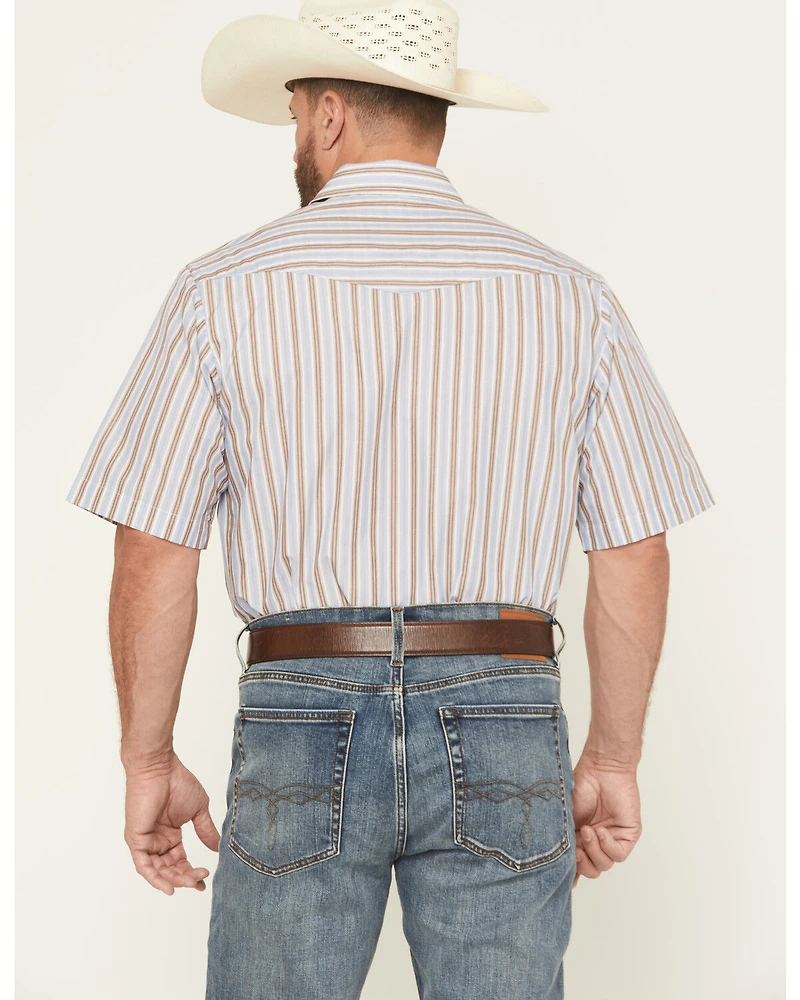 Roper Men's Striped Print Short Sleeve Snap Stretch Western Shirt