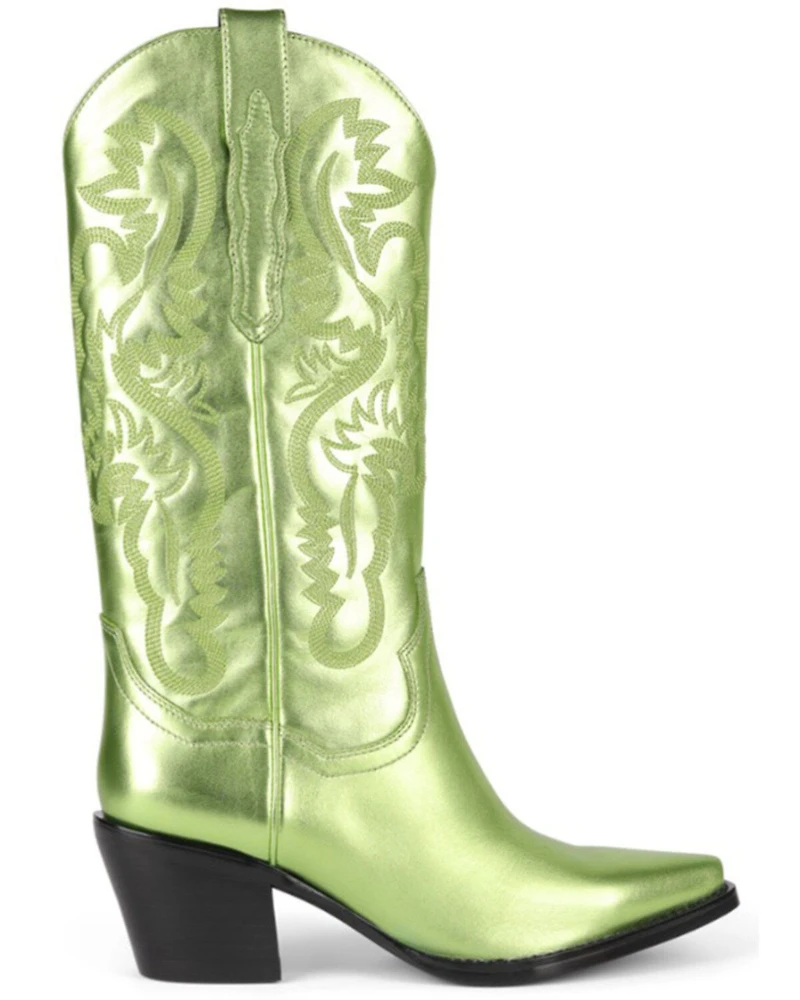 Jeffrey Campbell Women's Dagget Metallic Western Boots - Snip Toe