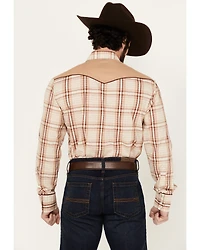 Roper Men's Plaid Print Embroidered Long Sleeve Pearl Snap Western Shirt