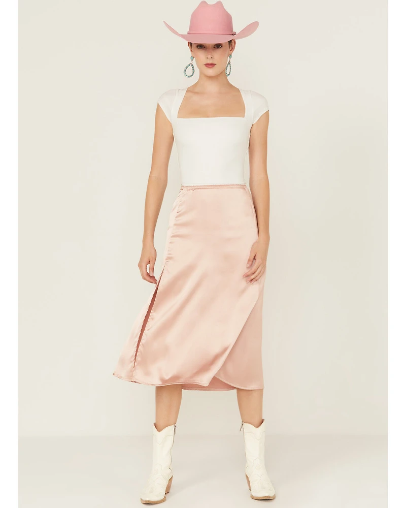 Originality Women's Satin Midi Skirt
