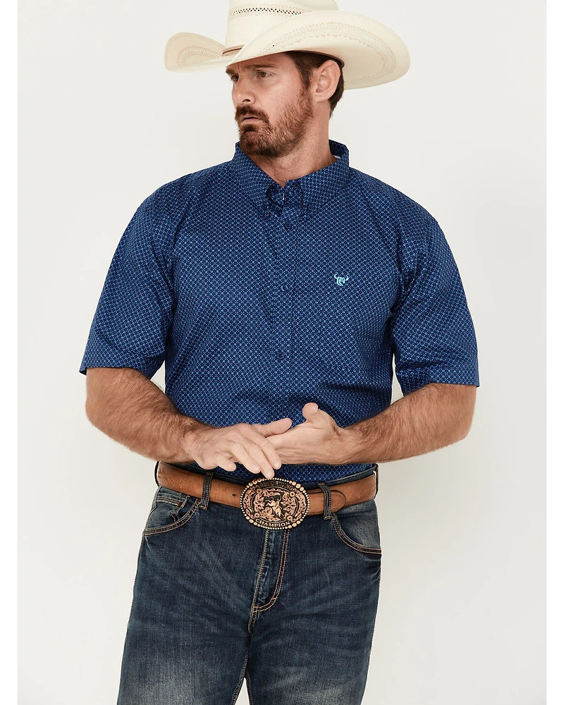 Cowboy Hardware Men's Boot Barn Exclusive Diamond Quilt Geo Print Short Sleeve Button-Down Western Shirt
