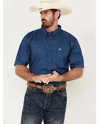 Cowboy Hardware Men's Boot Barn Exclusive Diamond Quilt Geo Print Short Sleeve Button-Down Western Shirt