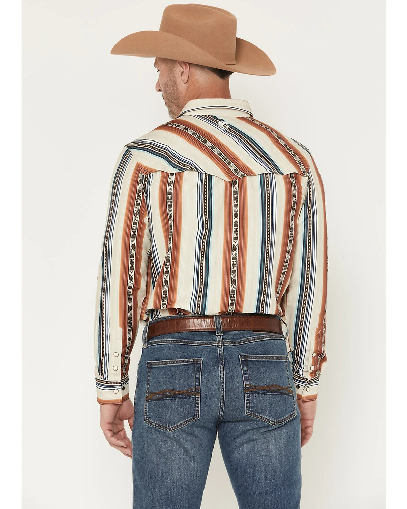 RANK 45® Men's Range Rider Striped Long Sleeve Snap Performance Western Shirt