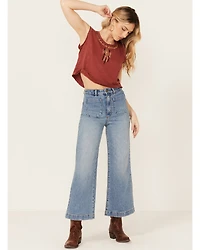 Rolla's Women's Boot Barn Exclusive Brad Medium Wash High Rise Sailor Wide Leg Stretch Denim Jeans