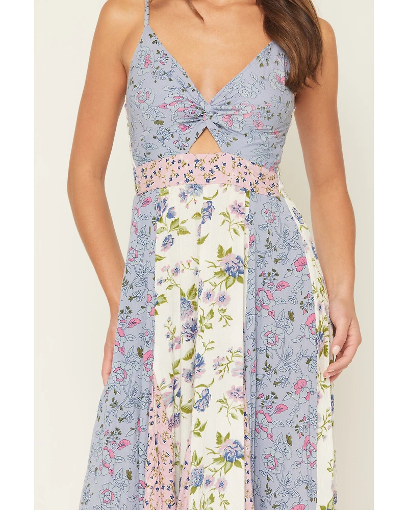 Angie Women's Floral Print Sleeveless Knot Midi Dress