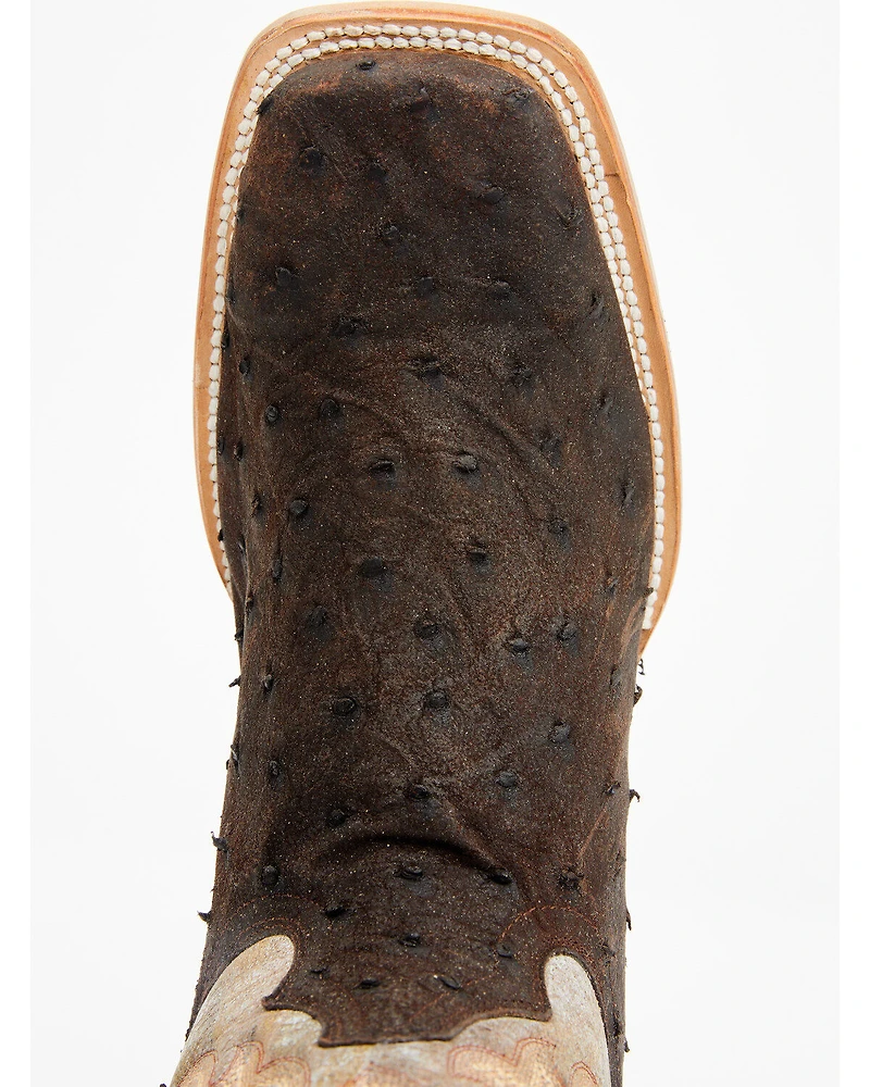 Tanner Mark Men's Exotic Full Quill Ostrich Western Boots - Broad Square Toe