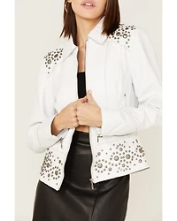 Sidran Women's Studded Moto Leather Jacket