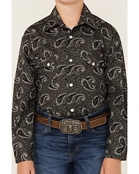 Rock & Roll Denim Boys' Paisley Print Long Sleeve Pearl Snap Western Shirt