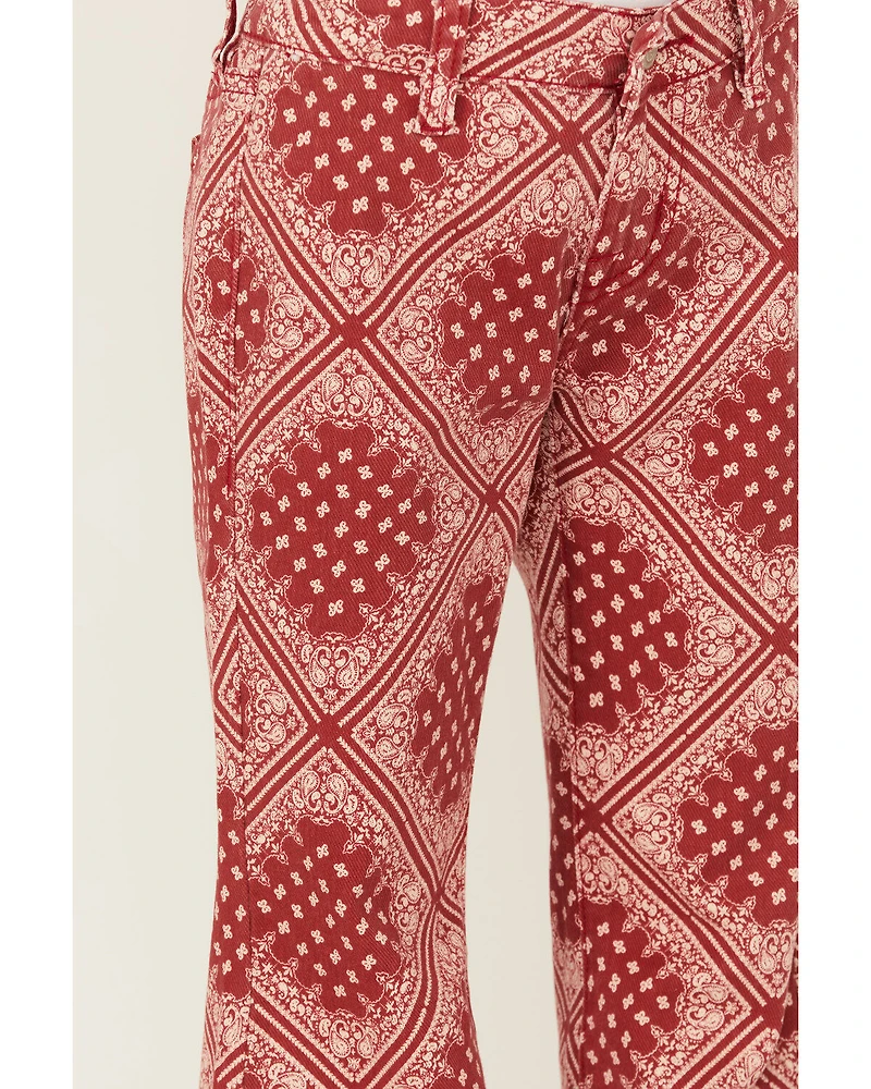Panhandle Girls' Bandana Print Flare Stretch Denim Jeans
