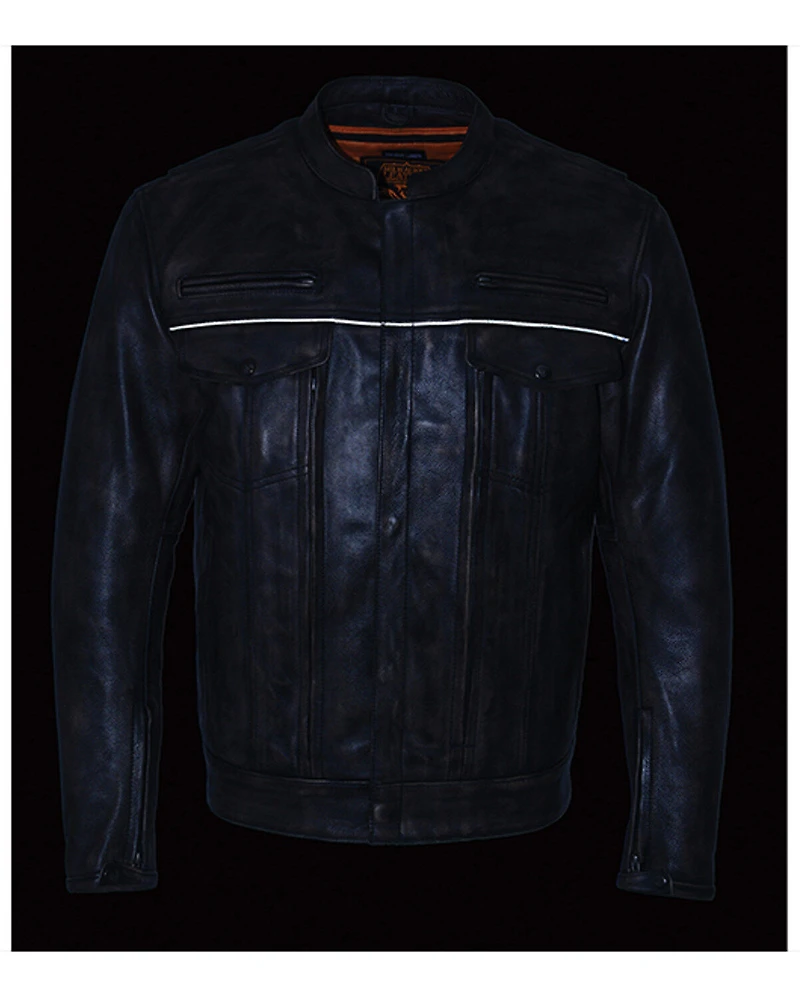 Milwaukee Leather Men's Distressed Concealed Carry Motorcycle Jacket