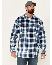 Hawx Men's FR Plaid Print Lightweight Button-Down Work Shirt