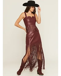 Idyllwind Women's Payson Faux Leather Fringe Maxi Skirt