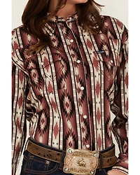 Wrangler Retro Women's Southwestern Print Long Sleeve Pearl Snap Western Shirt