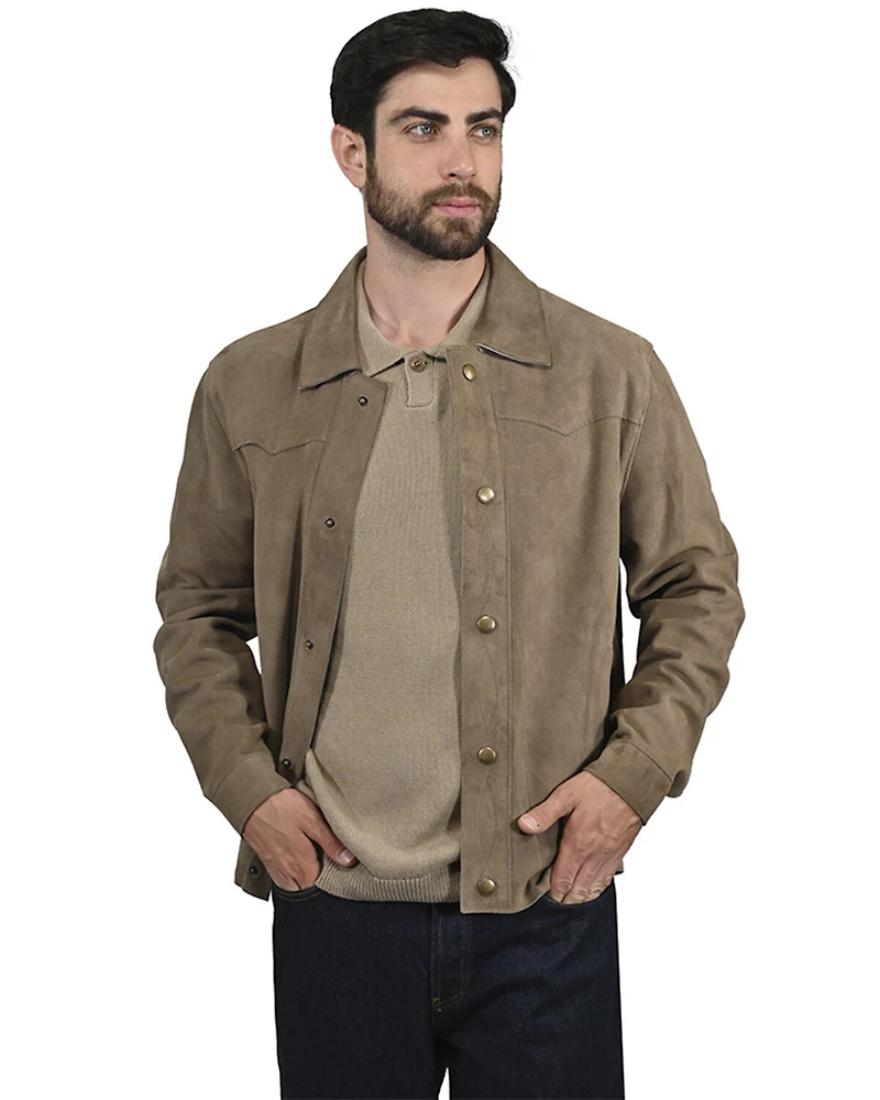 Frye Men's Solid Suede Snap Western Shirt