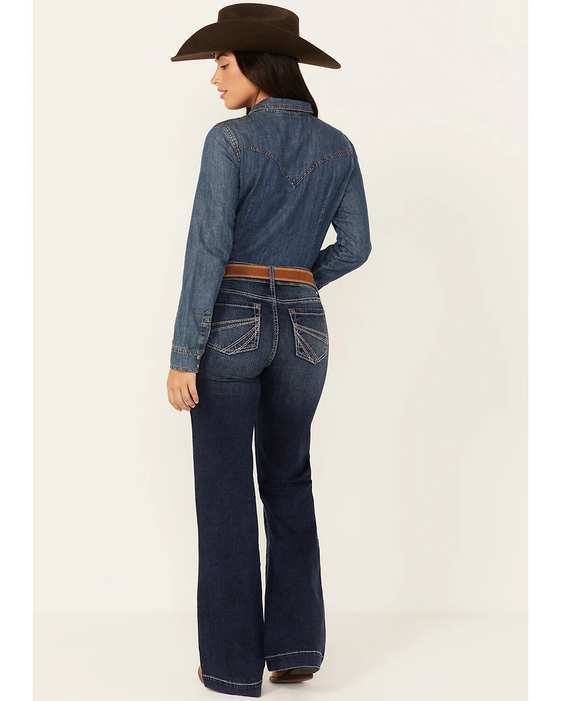 Shyanne Women's Tess Mid Rise Trouser Performance Stretch Denim Jeans