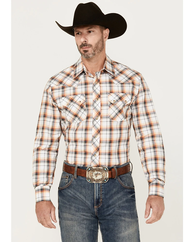 Wrangler Retro Men's Plaid Print Long Sleeve Snap Western Shirt