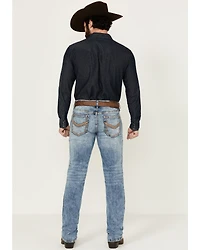 Cody James Men's Clover Leaf Wash Jackson Slim Straight Stretch Denim Jeans