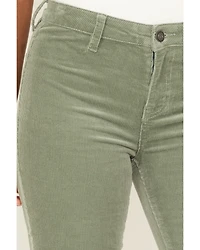 Rock & Roll Denim Women's High Rise Bargain Corduroy Button Flare Jeans