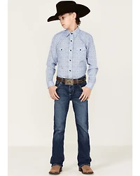 Rock & Roll Denim Boys' Medallion Print Long Sleeve Western Snap Shirt