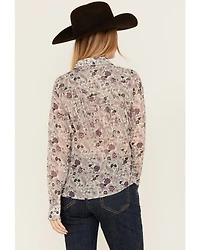 Shyanne Women's Printed Long Sleeve Fringe Button-Down Western Shirt