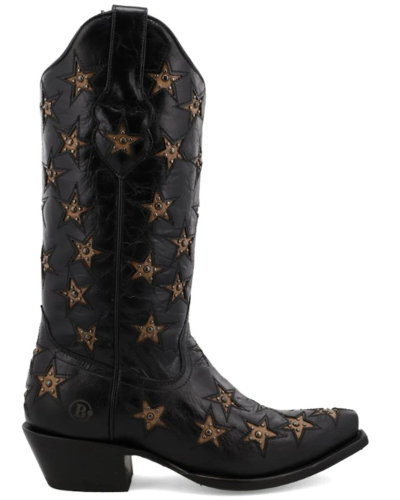 Black Star Women's Marfa Inlay Studded Leather Western Boot - Snip Toe
