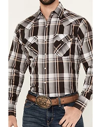 Ely Walker Men's Plaid Print Long Sleeve Snap Western Shirt