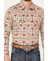 Rock & Roll Denim Men's Southwestern Print Stretch Long Sleeve Snap Western Shirt