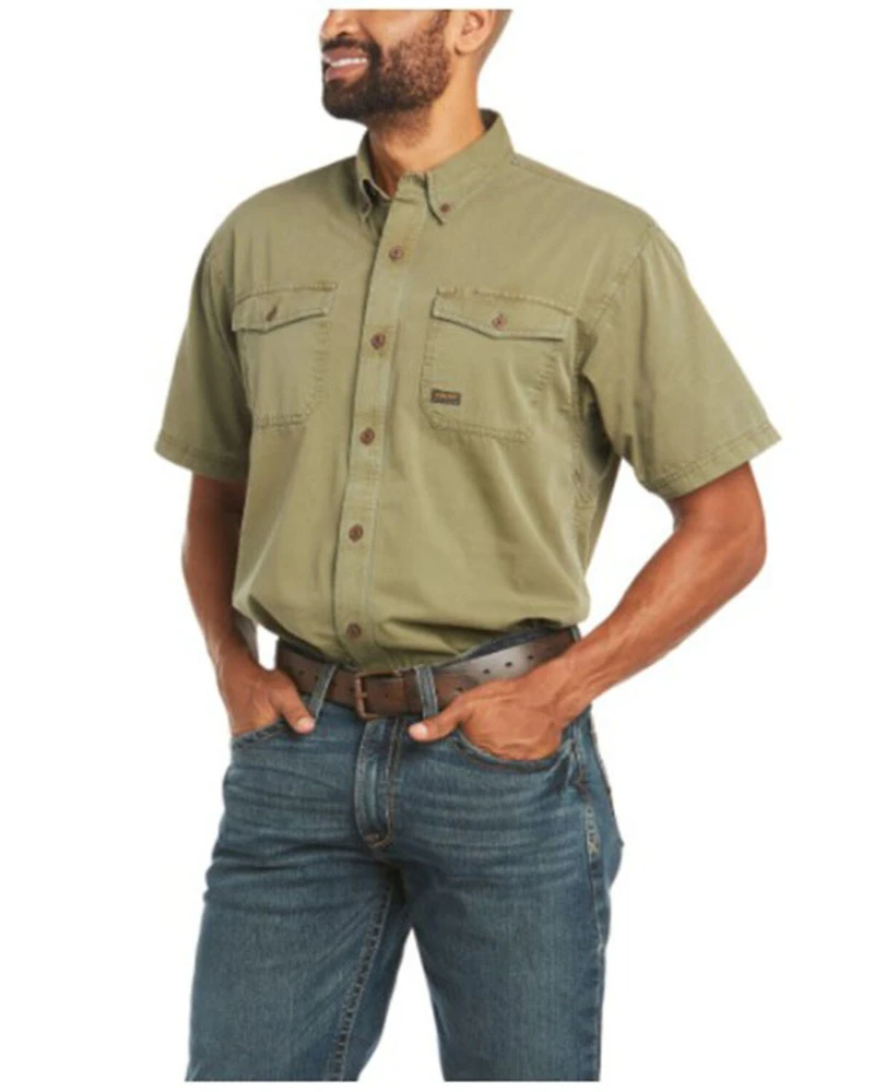 Ariat Men's Rebar Washed Twill Button Down Short Sleeve Work Shirt