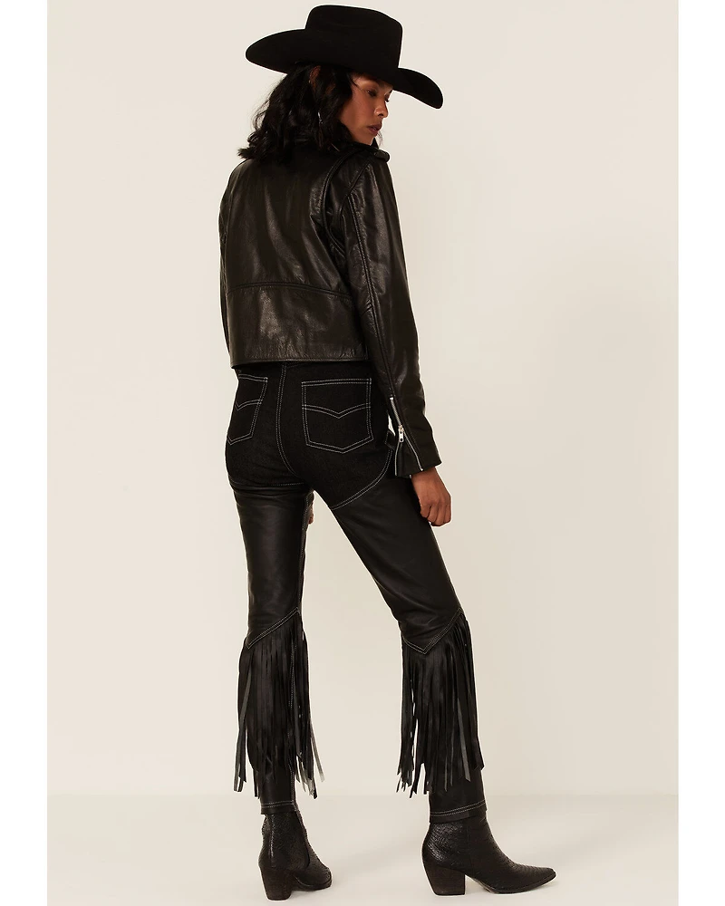 Understated Leather Women's Cowboy Denim & Fringe Chap Jeans