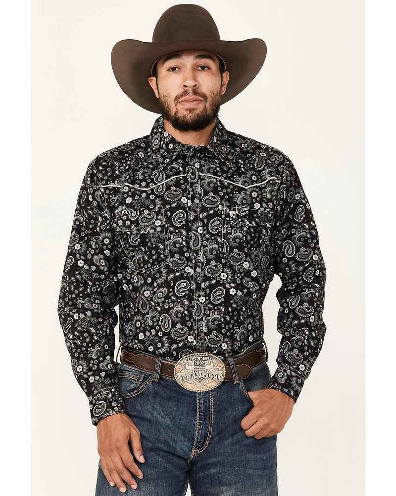Cowboy Hardware Men's Mosaic Paisley Print Long Sleeve Snap Western Shirt