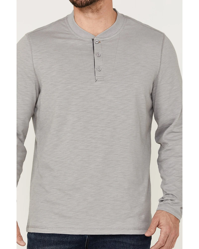 Brothers and Sons Men's Solid Heather Slub Long Sleeve Henley Shirt