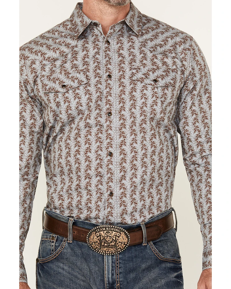 Gibson Trading Co Men's Broken Stick Floral Print Long Sleeve Snap Stretch Western Shirt