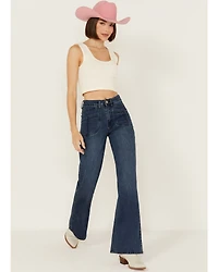 Rock & Roll Denim Women's Medium Wash High Rise Stretch Flare Jeans