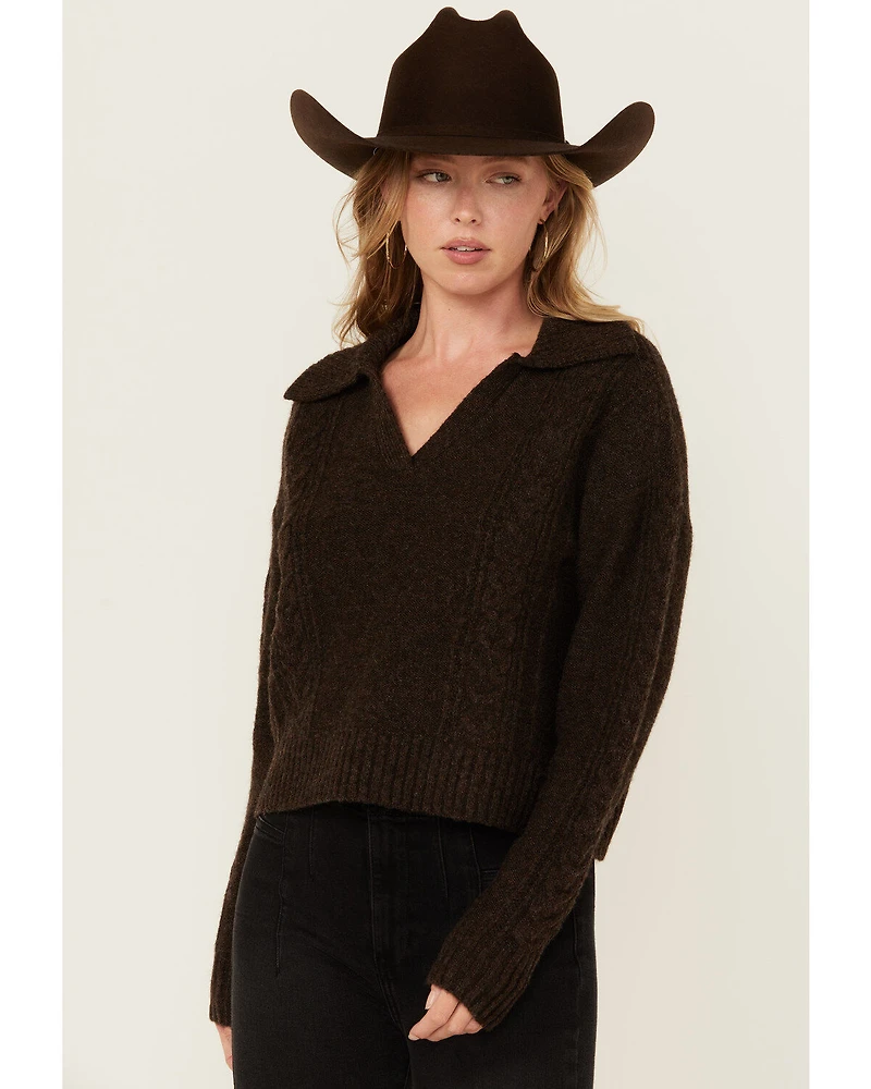 Cleo + Wolf Women's Solid Cable Knit Sweater