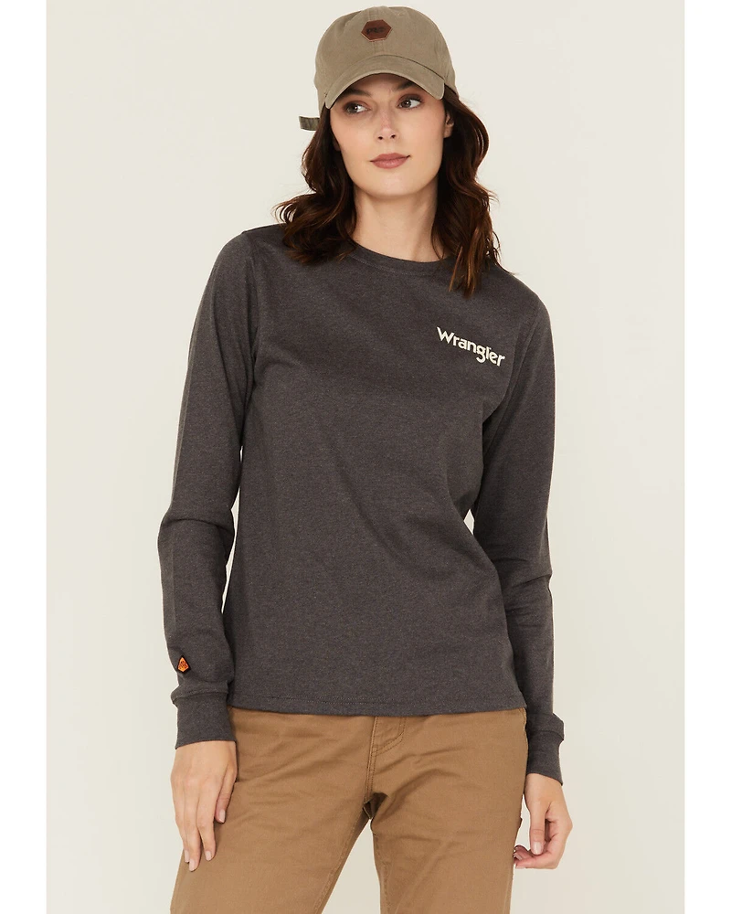Wrangler Women's FR Eagle Long Sleeve Graphic Work T-Shirt