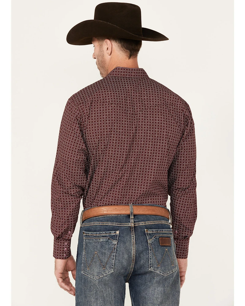 Rodeo Clothing Men's Geo Print Long Sleeve Snap Western Shirt